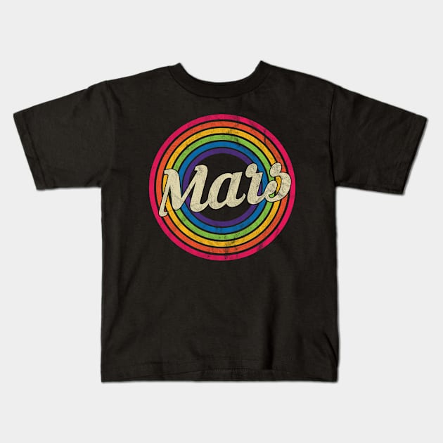 Mars - Retro Rainbow Faded-Style Kids T-Shirt by MaydenArt